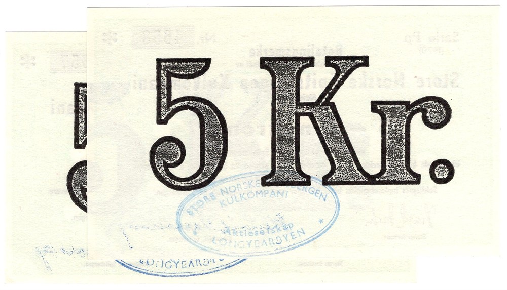 5 kroner 1970 Pp Store Norske Spitsbergen i serie. Kv.0