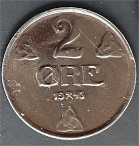 2 øre 1945 jern Kv.0