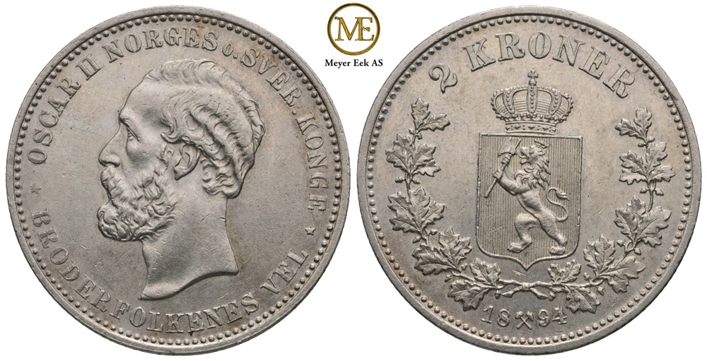 2 kroner 1894 Oscar II. Kv.0