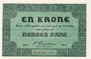 1 krone 1917 B ex. Germeten 15.11.19