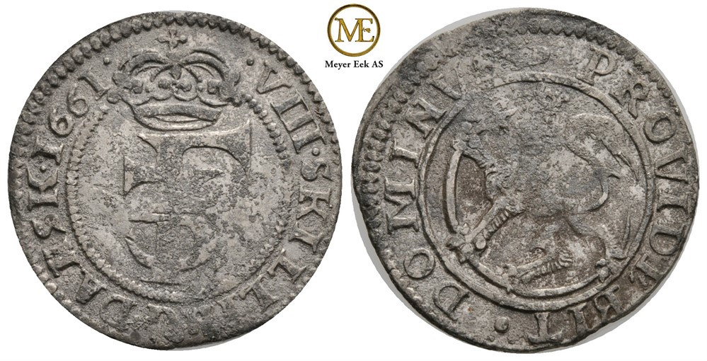 8 skilling 1661 Frederik III. NMD.204. Kv.1/1+