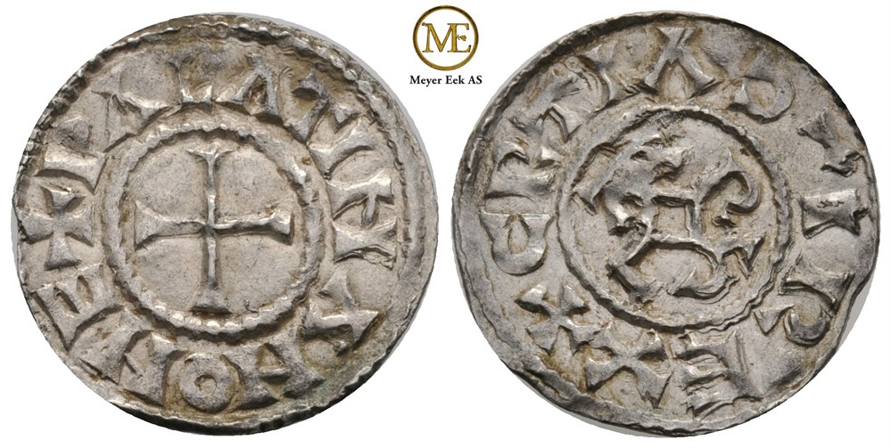 Pfennig u/år Karl den skallede (840-877)  Karolingerne. Kv.01