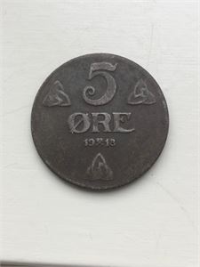 5 øre 1918 Jern Haakon VII. Korrodert. Kv.1/1-