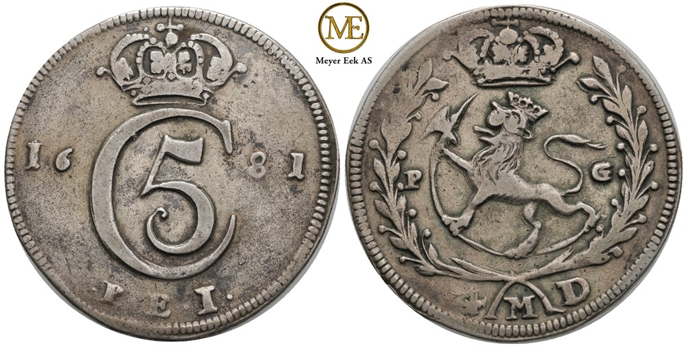 4 mark 1681 Christian V. Kv.1/1+