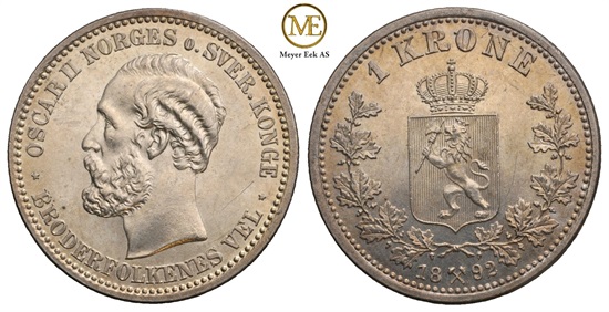 1 krone 1892 Oscar II. Kv.0