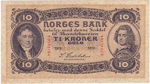 10 kroner 1919 H.0242164. Kv.0