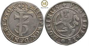 2 mark 1650 Frederik III. Kv.1+