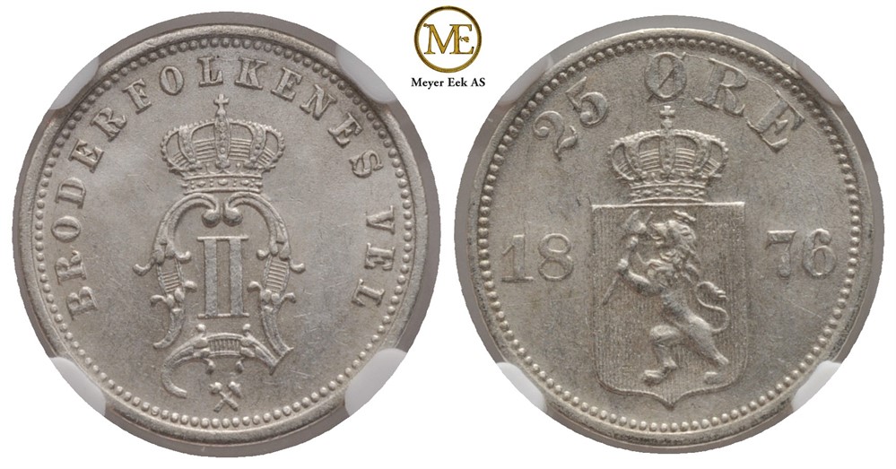 25 øre 1876 Oscar II. Kv.0/01