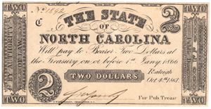 2 dollar 1861 North Carolina US. Kv.01