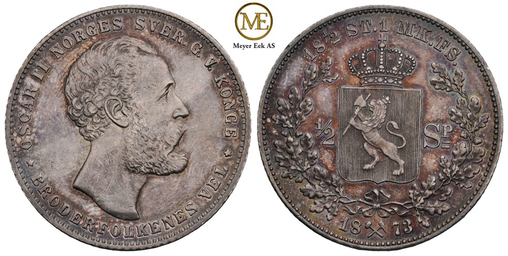 1/2 speciedaler 1873 Oscar II. Kv.0/01