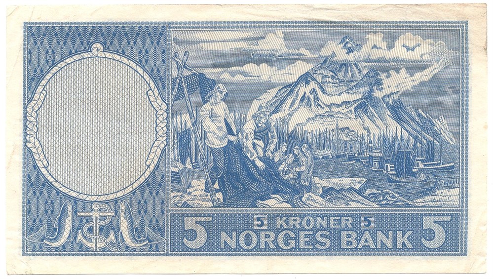 5 kroner 1956 Z.0056567 erstatningsseddel. Kv.1+