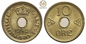 10 øre 1942 London utg. Haakon VII. Kv.0