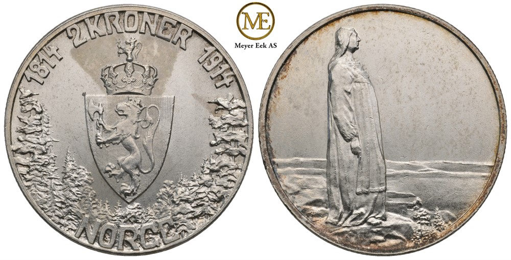 2 kroner 1914 Jub. Haakon VII. Kv.0