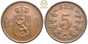 5 øre 1899 Oscar II. Kv.0