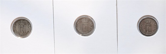 Norge 10 øre 1917,1918 og 1919 kv. 1+,1+ og 1