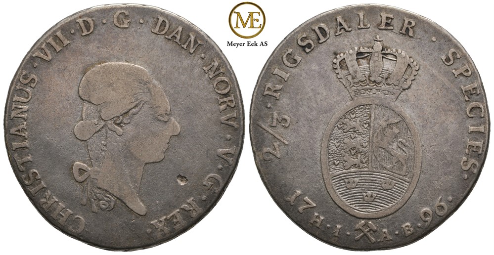 2/3 speciedaler 1796 Christian VII. Kv.1
