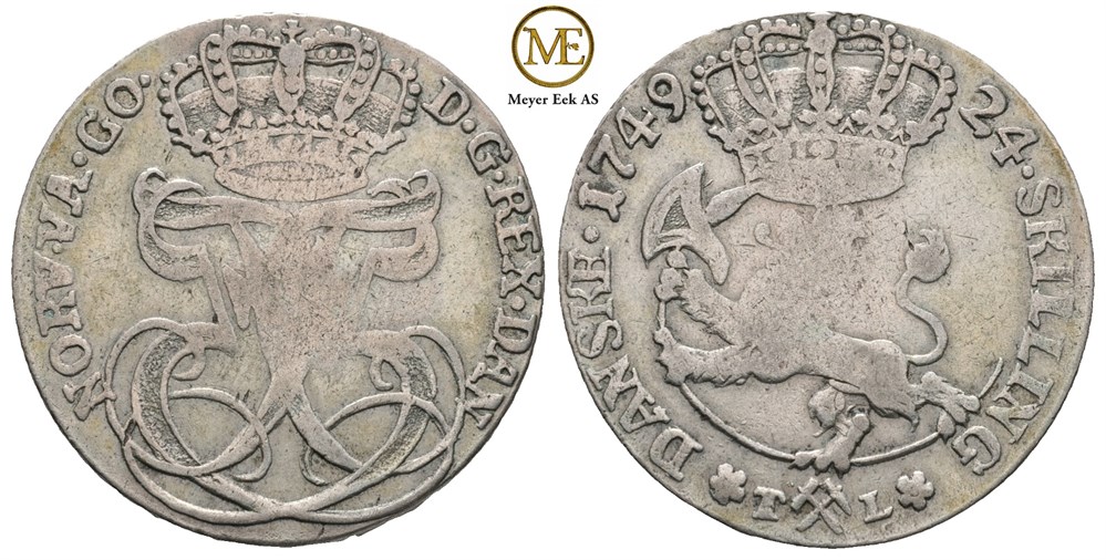24 Skilling 1749 Frederik V. Kv.1/1+
