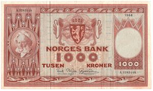 1000 kroner 1968 A.3283448. Kv.1