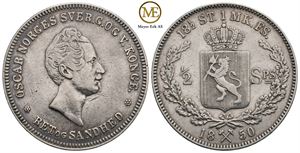 1/2 speciedaler 1850 Oscar I. Kv.1/1+