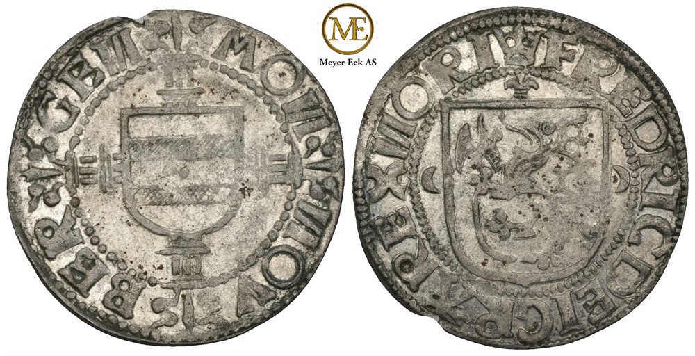 Skilling, Bergen u/år Frederik I (1524-1533) Kv.0/01