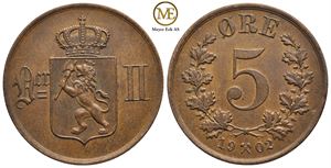 5 øre 1902 Oscar II. Kv.01