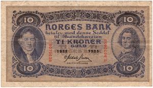 10 kroner 1935 T.9070638. Kv.1