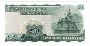 50 kroner 1973 Z.0025034. Erstatningsseddel. S-seddel. Kv.0/01