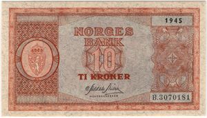 10 kroner 1945 B.3070181. 66 EPQ