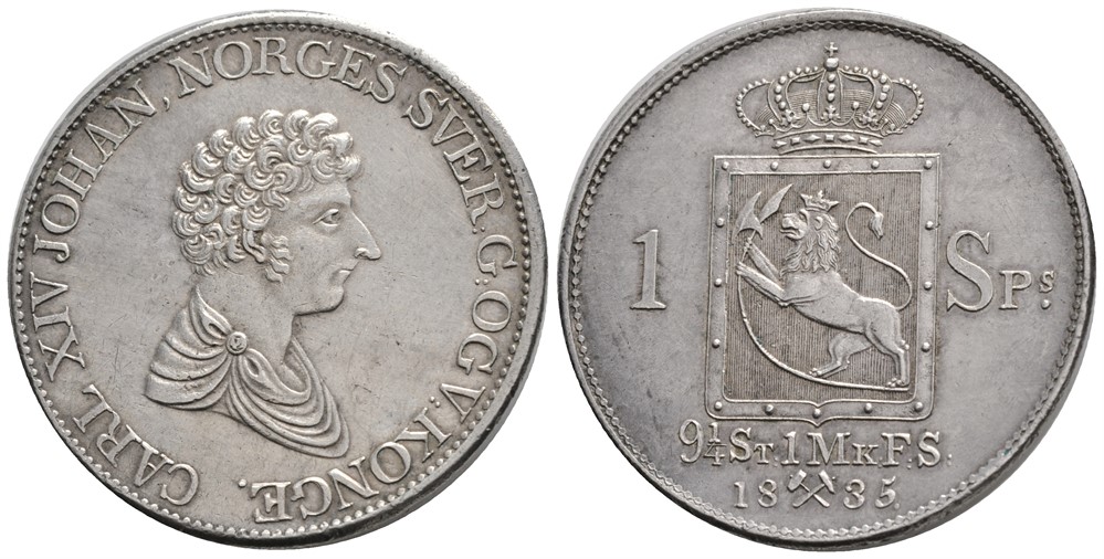 Speciedaler 1835 Carl XIV Johan. Kv.01