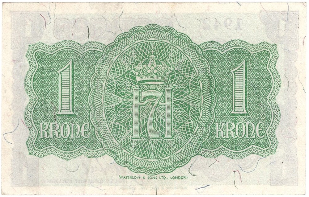1 krone 1942 A.002412 London Utg. Kv.01