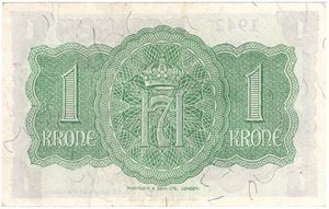 1 krone 1942 A.002412 London Utg. Kv.01