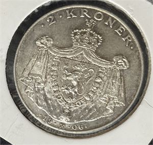2 kroner 1906 stort skjold Kv.0/01
