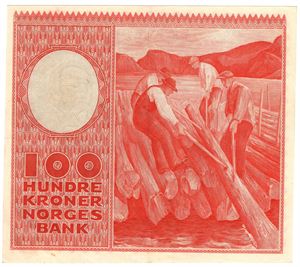 100 kroner 1949 Z.0016399 Erstatningsseddel.  RRR-seddel. Kv.01