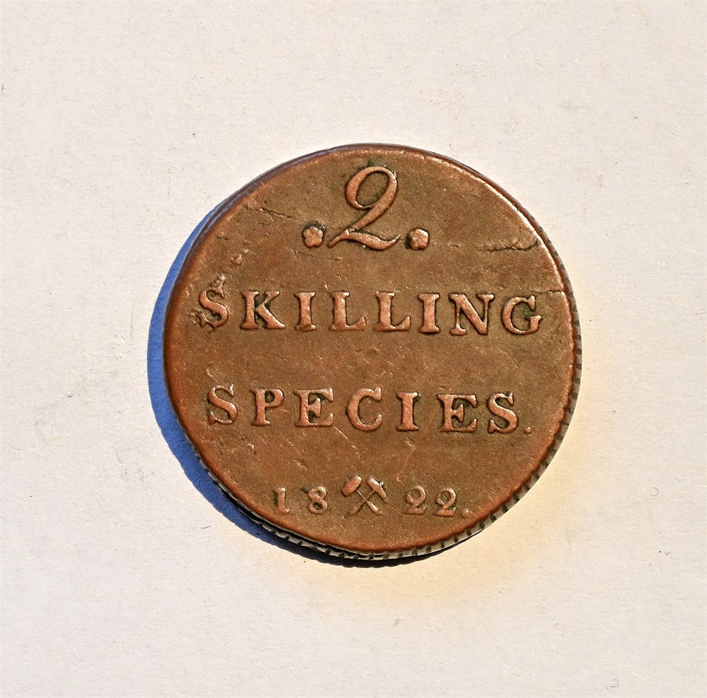 Norge 2 skilling 1822 kv. 1+