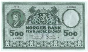 500 kroner 1968 A.3157360. Kv.1+/01