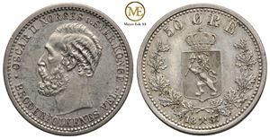 50 øre 1887 Oscar II. Kv.0/01