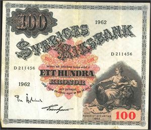 Sverige 100kr 1962 kv. 1