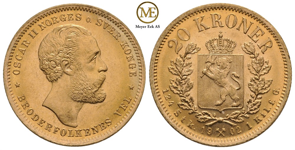 20 kroner 1902 Oscar II. Kv.0/01