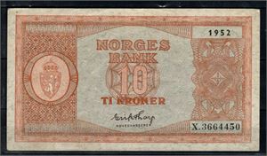 10 krone 1952 X kv. 1+
