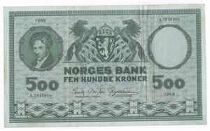 500 kroner 1968 A.2929995. Kv.1