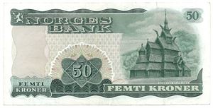 50 kroner 1973 Z.0032756. Erstatningsseddel. S-seddel. Kv.1/1+
