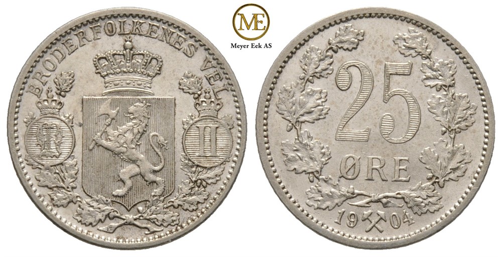 25 øre 1904 Oscar II. Kv.0