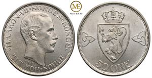 50 øre 1909 Haakon VII. Prakt eksemplar