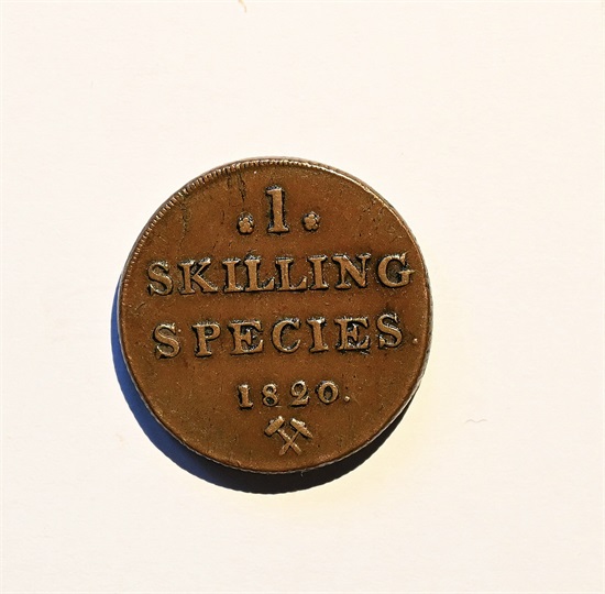 Norge 1 skilling 1820 kv. 1+/01