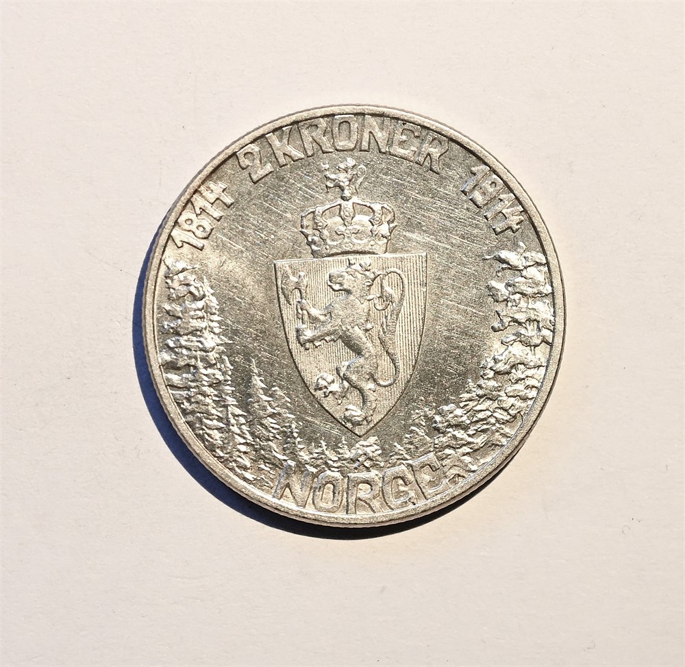 Norge 2 kroner 1914 kv. 0/01