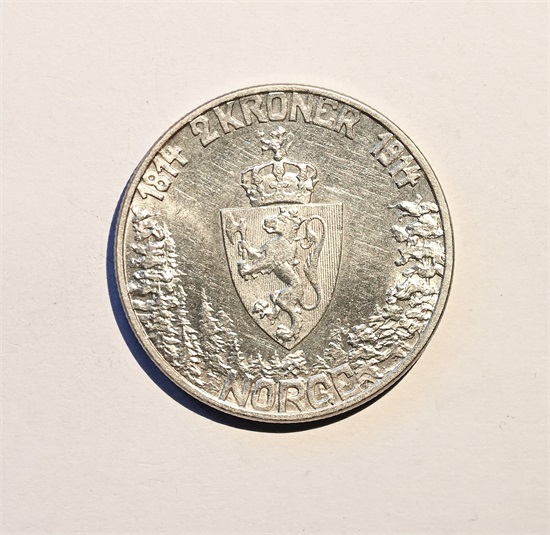 Norge 2 kroner 1914 kv. 0/01