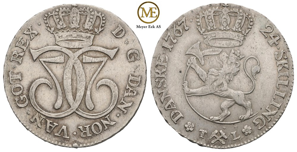 24 skilling 1767 Christian VII. Kv.1+