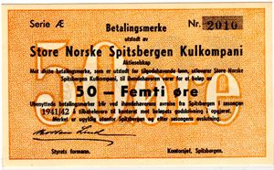 50 øre betalingsmerke 1941/42 Æ blankett uten stempel Kv.0