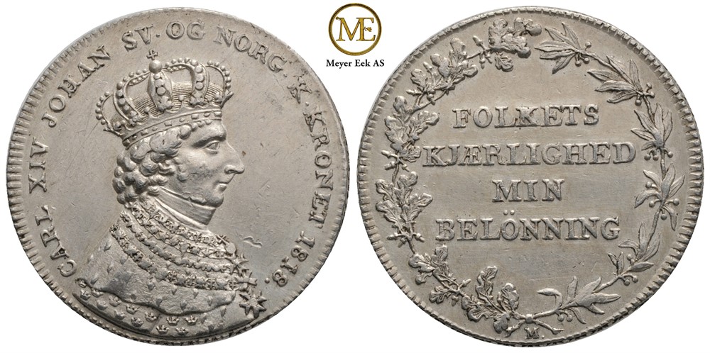 Kastepenning til kroningen i Trondheim 1818. Kv.01