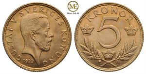 5 kroner 1920 Gustav V. Kv.0/01